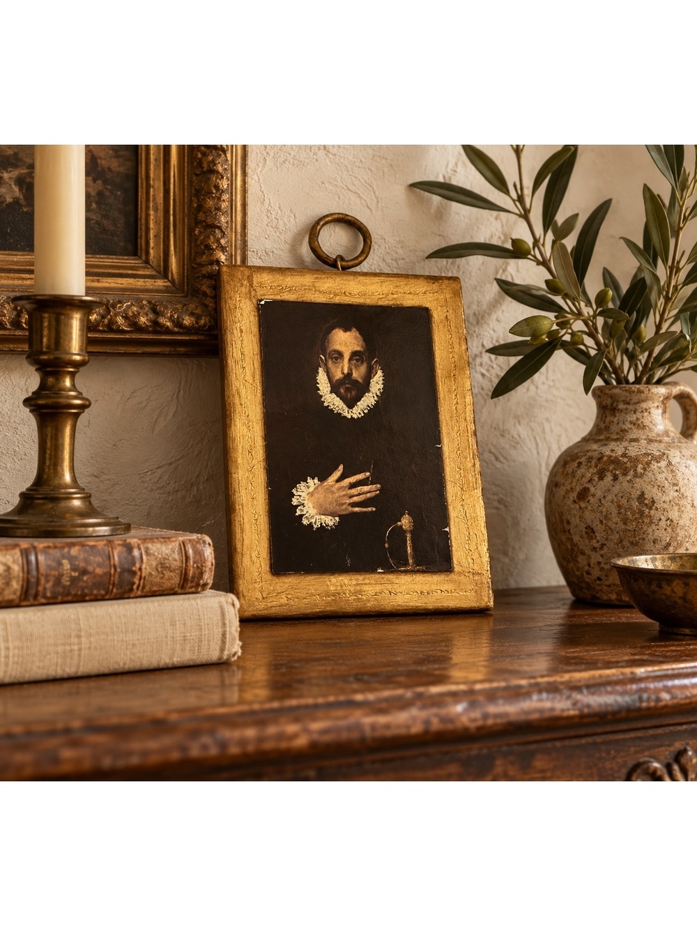 Spanish Portrait Wall Art in Gold Frame